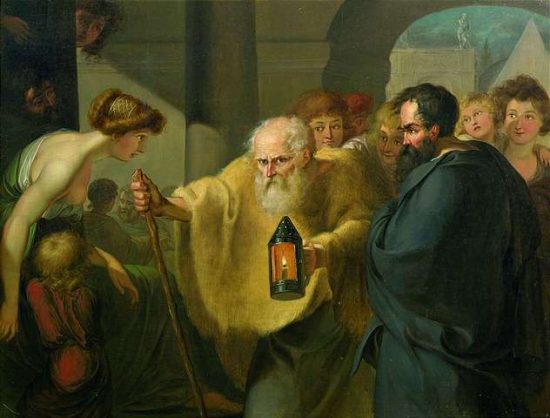 Diogenes Searching for an Honest Man, attr. to J.H.W. Tischbein, c. 1780, Nagel Auktionen (Wikipedia)