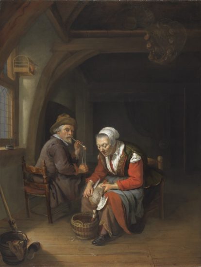 Elderly Couple in an Interior, Frans van Mieris, c. 1650-1655 (Leiden Collection Catalogue)