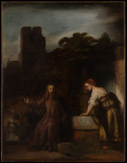 Christ and the Woman of Samaria, Rembrandt and student, c. 1655 (Met. Museum of Art, New York)